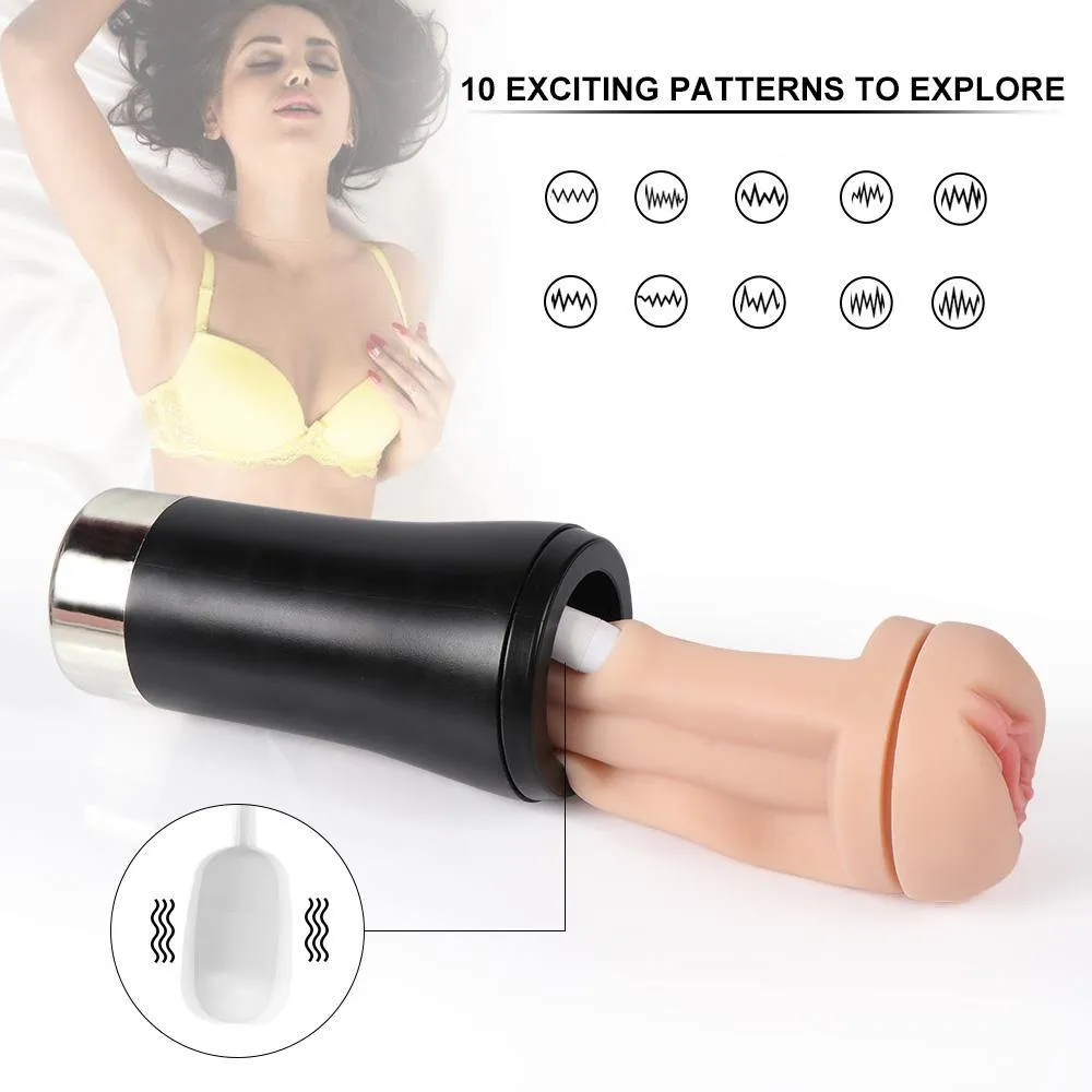 10 Vibration Modes Male Masturbators Cup Realistic Pocket Pussy