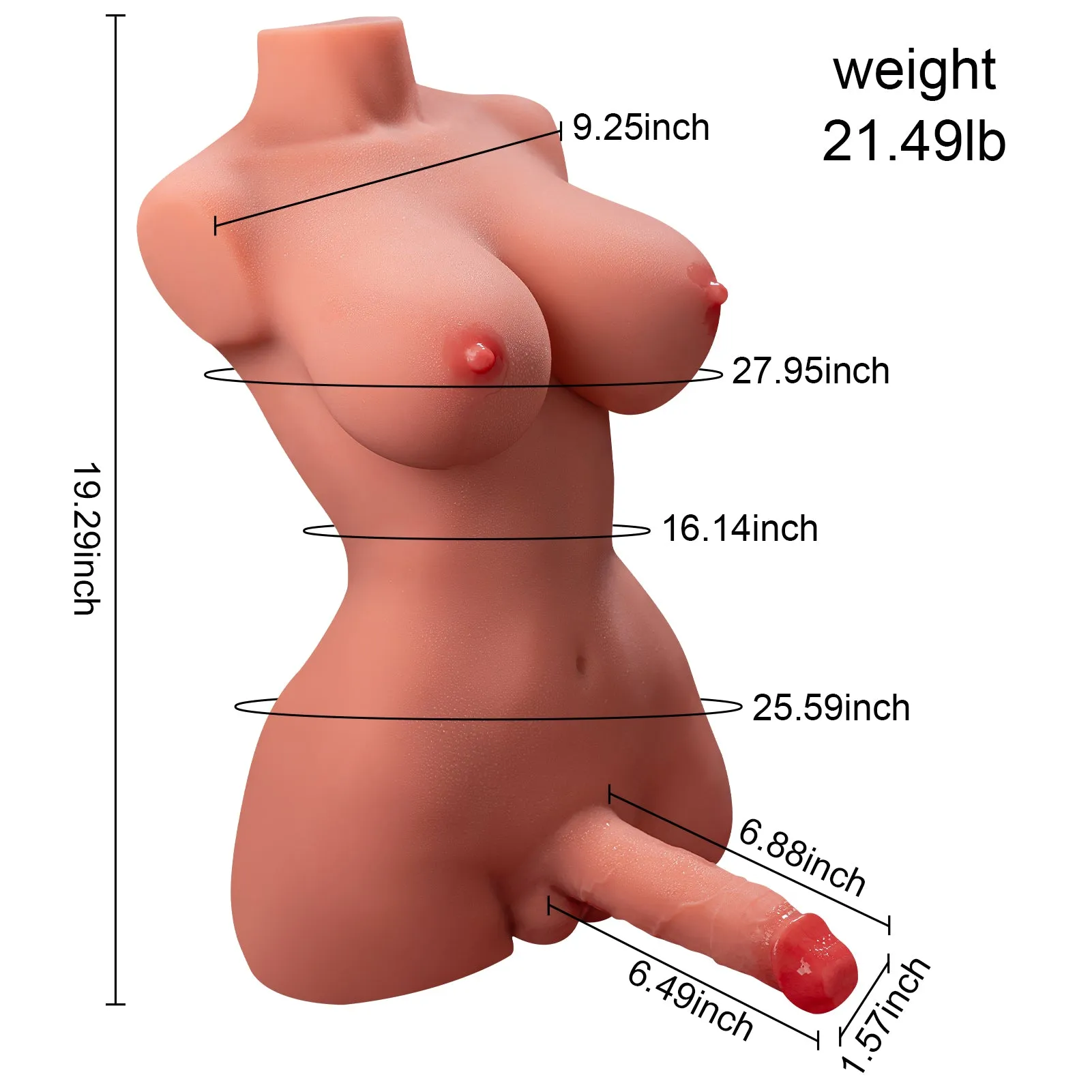 Alex: 21.49lb Shemale Sex Doll with Thrusting Dildo