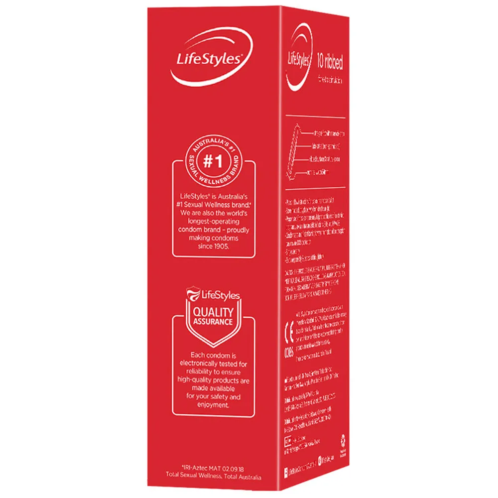 Ansell LifeStyles - Ribbed Latex Condoms - 10 Pack