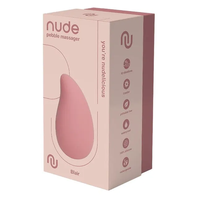 Aparat de masaj mini DREAMTOYS Nude Blair Pebble Massager. 10 funcții de vibrație. rezistent la apă IPX6. culoare roz