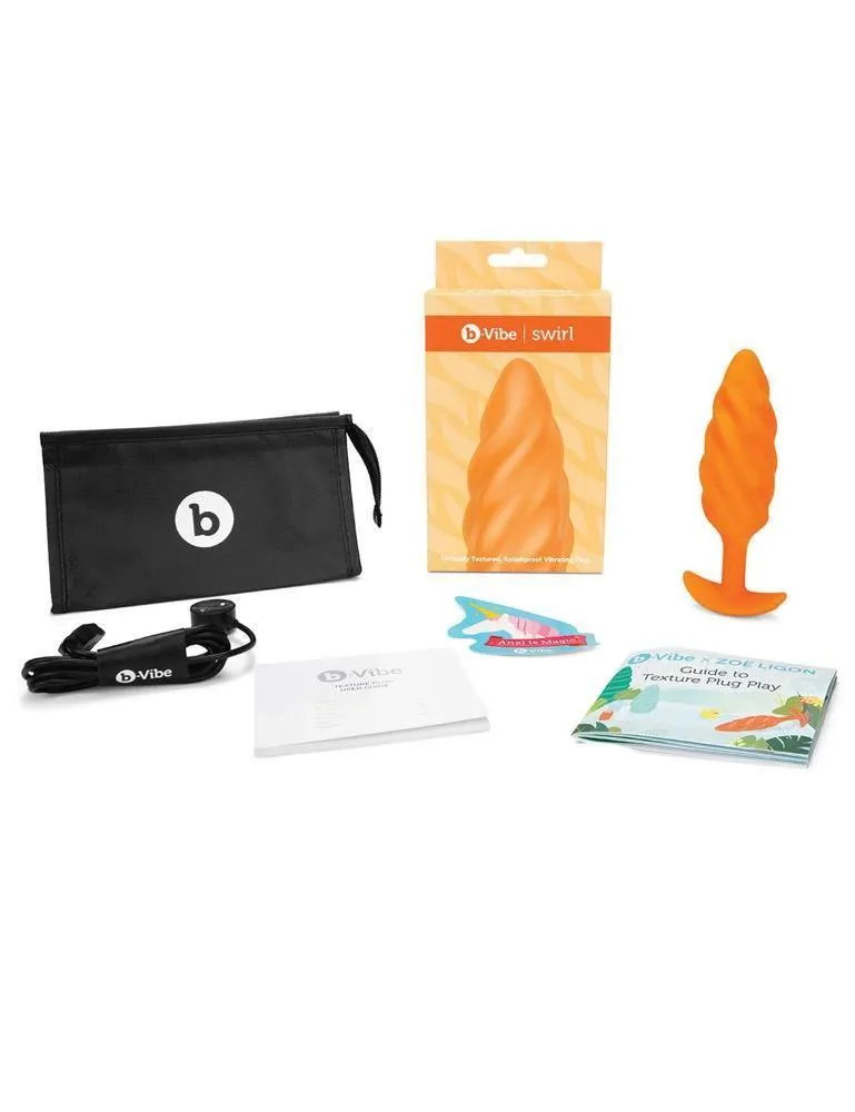 b-Vibe Texture Butt Plug Swirl. Orange. Medium