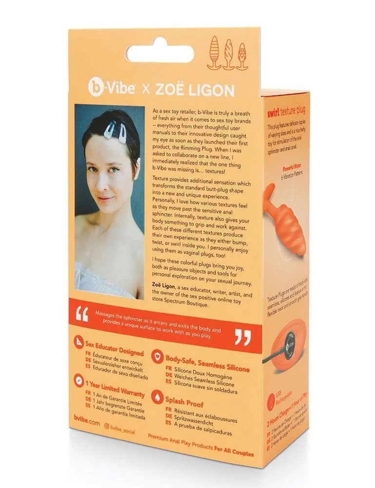 b-Vibe Texture Butt Plug Swirl. Orange. Medium