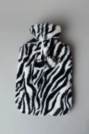 Black Animal Print Zebra Print Hot Water Bottle