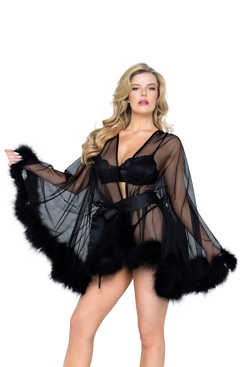 Black Mini Hollywood Glam Robe