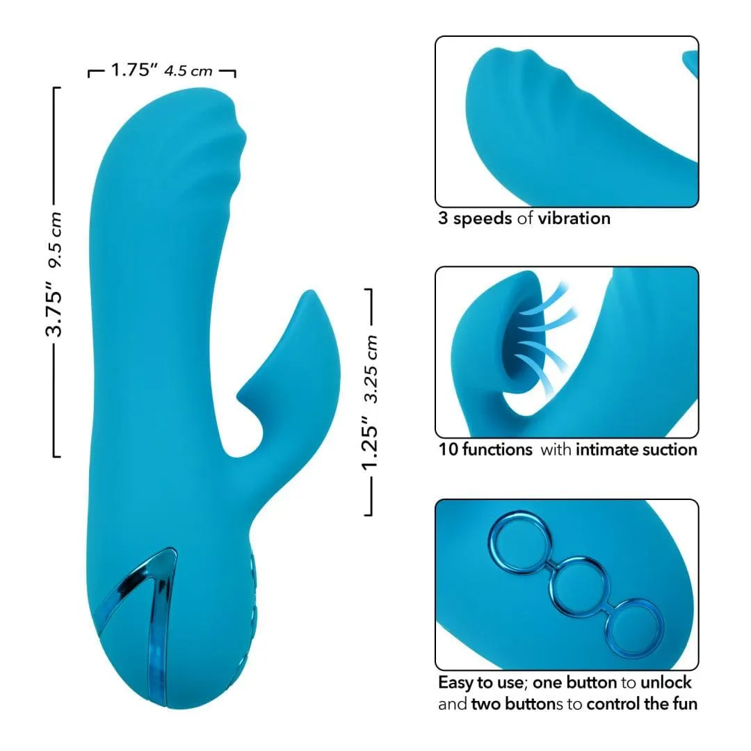 California Dreaming Sunset Beach Seducer Clit Sucking Mini Rabbit Vibrator - Blue