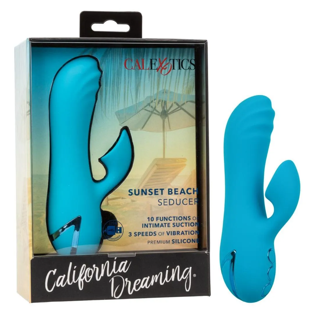 California Dreaming Sunset Beach Seducer Clit Sucking Mini Rabbit Vibrator - Blue
