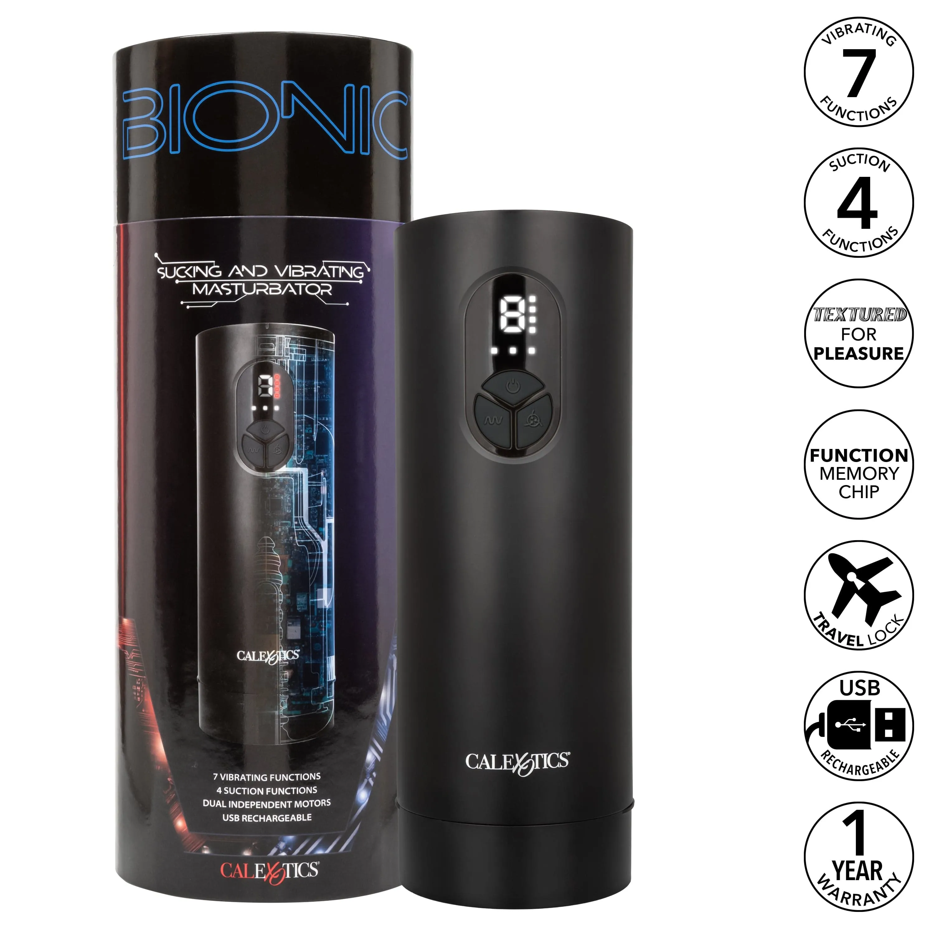 California Exotics - Bionic Sucking and Vibrating Masturbator (Black)
