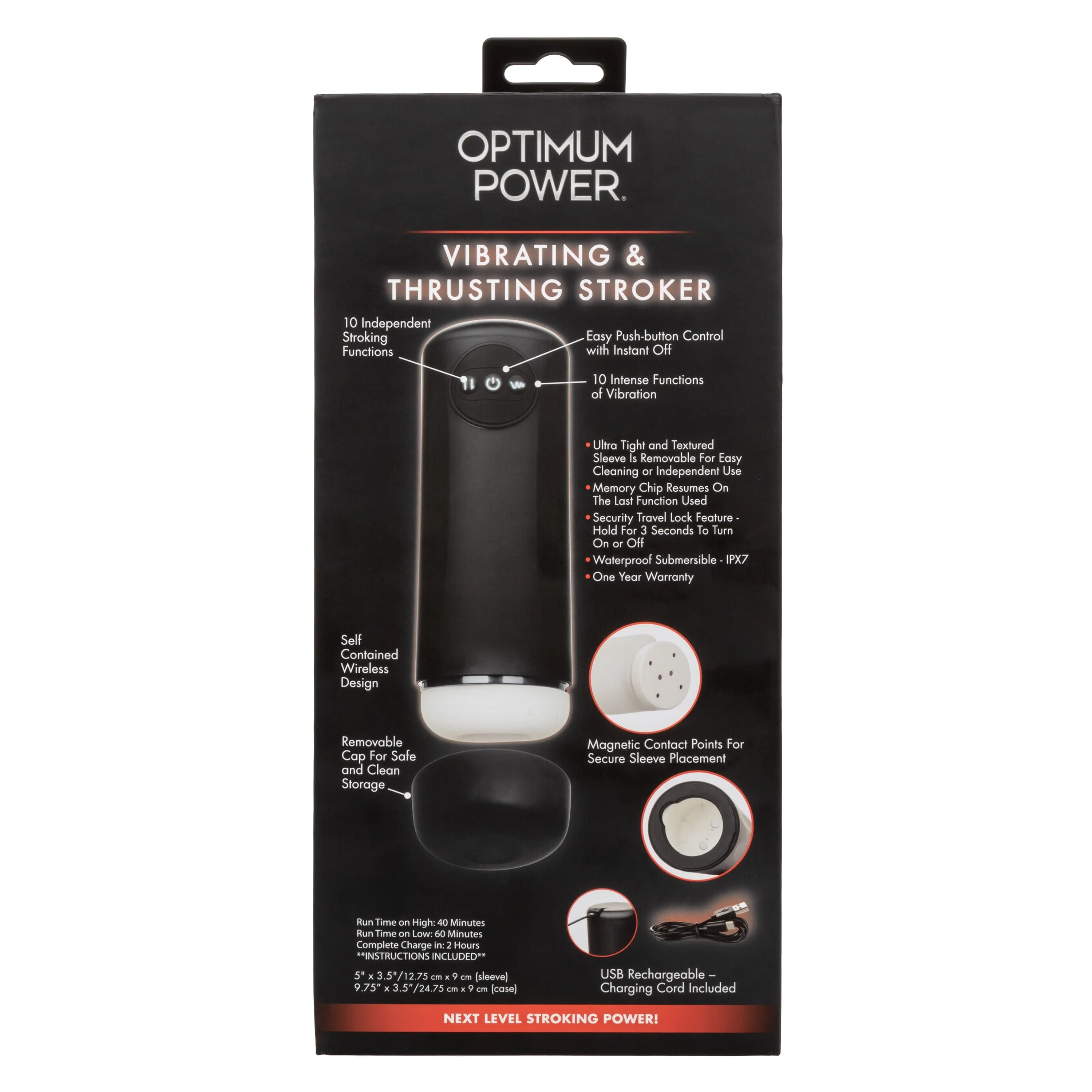 California Exotics - Optimum Power Vibrating and Thrusting Stroker Masturbator (Black)
