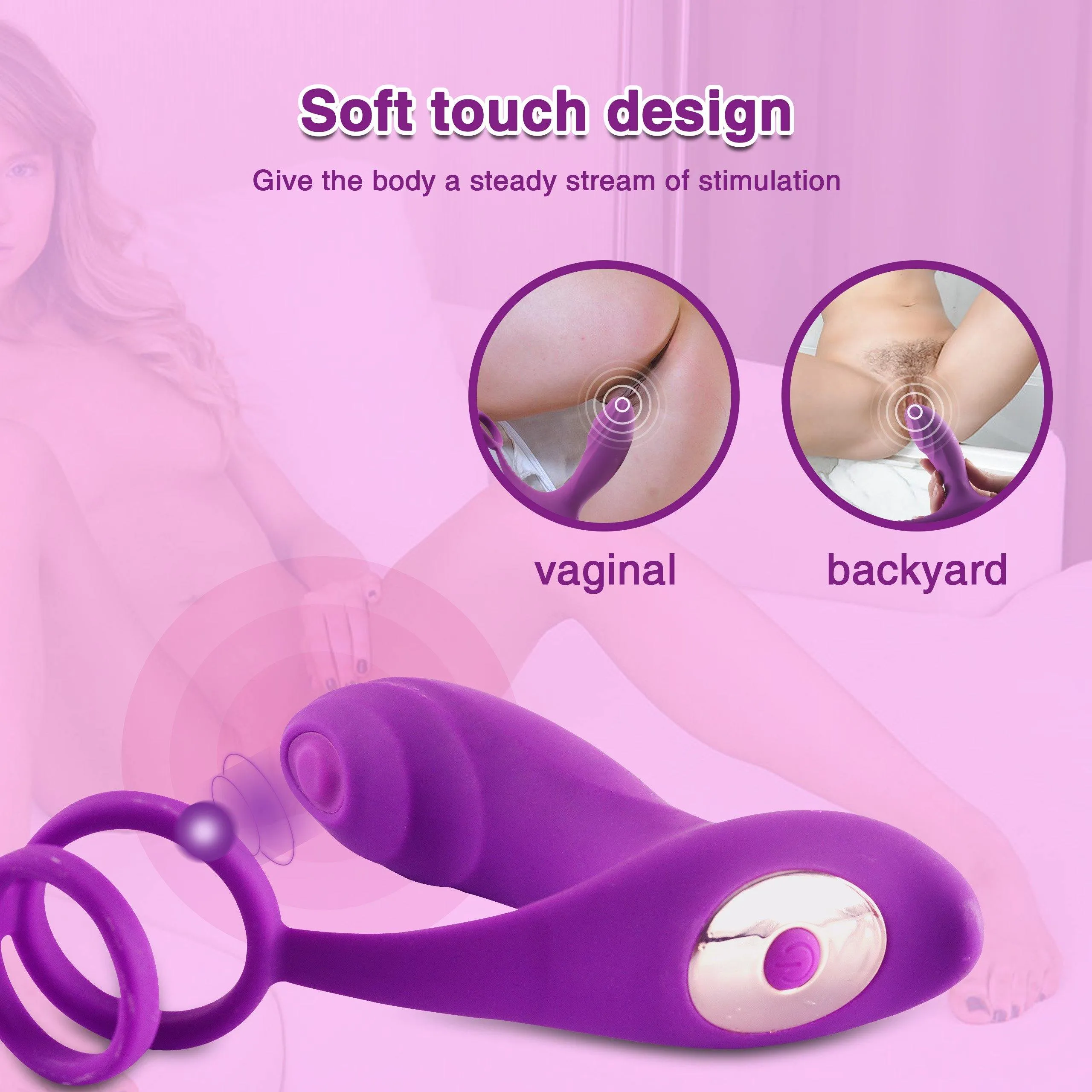 Couple Vibrator with Dual Penis Ring
