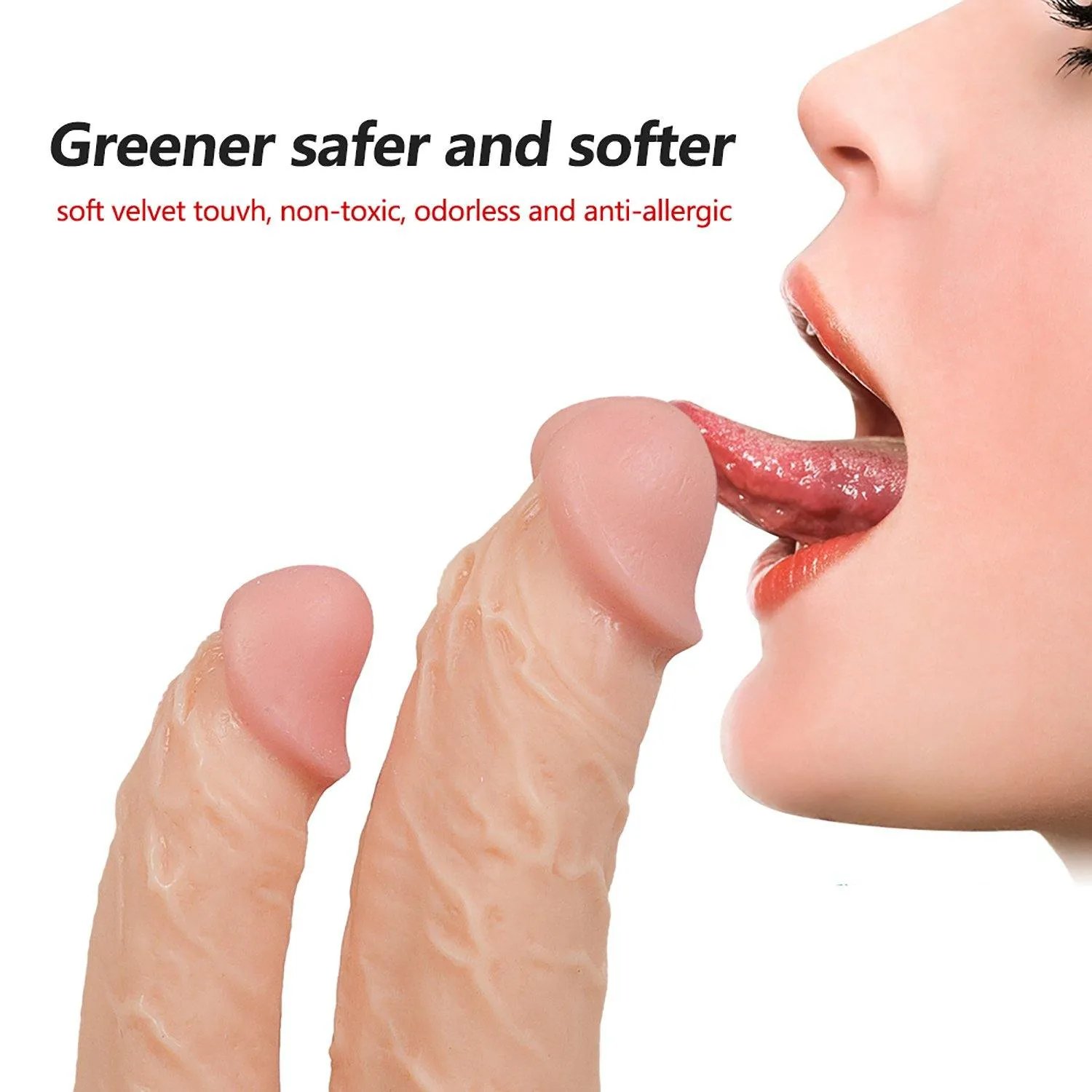 Double-Ended Dildo with Flared Suction Cup Flexible Dildo for Vaginal G-spot and Anal Play