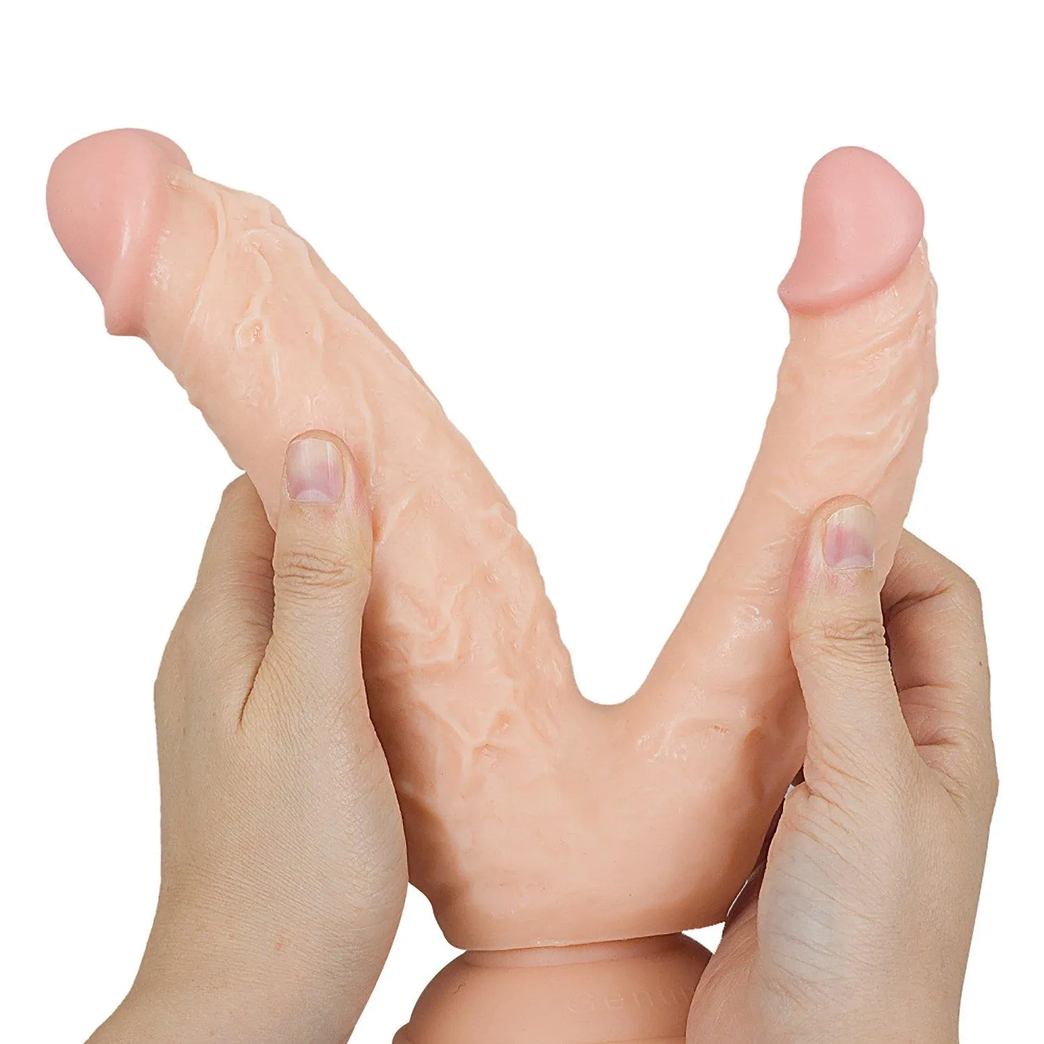 Double-Ended Dildo with Flared Suction Cup Flexible Dildo for Vaginal G-spot and Anal Play