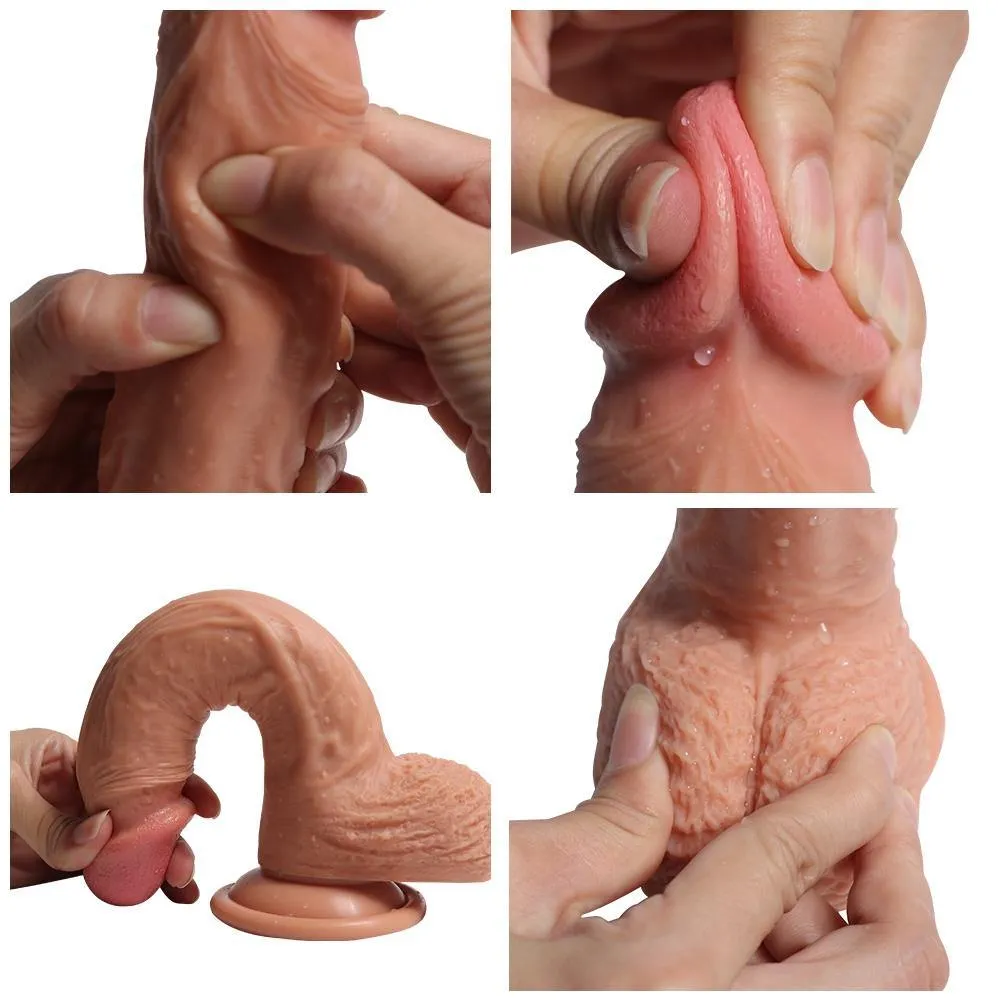 Double Layer Liquid Silicone Lifelike Penis with Strong Suction