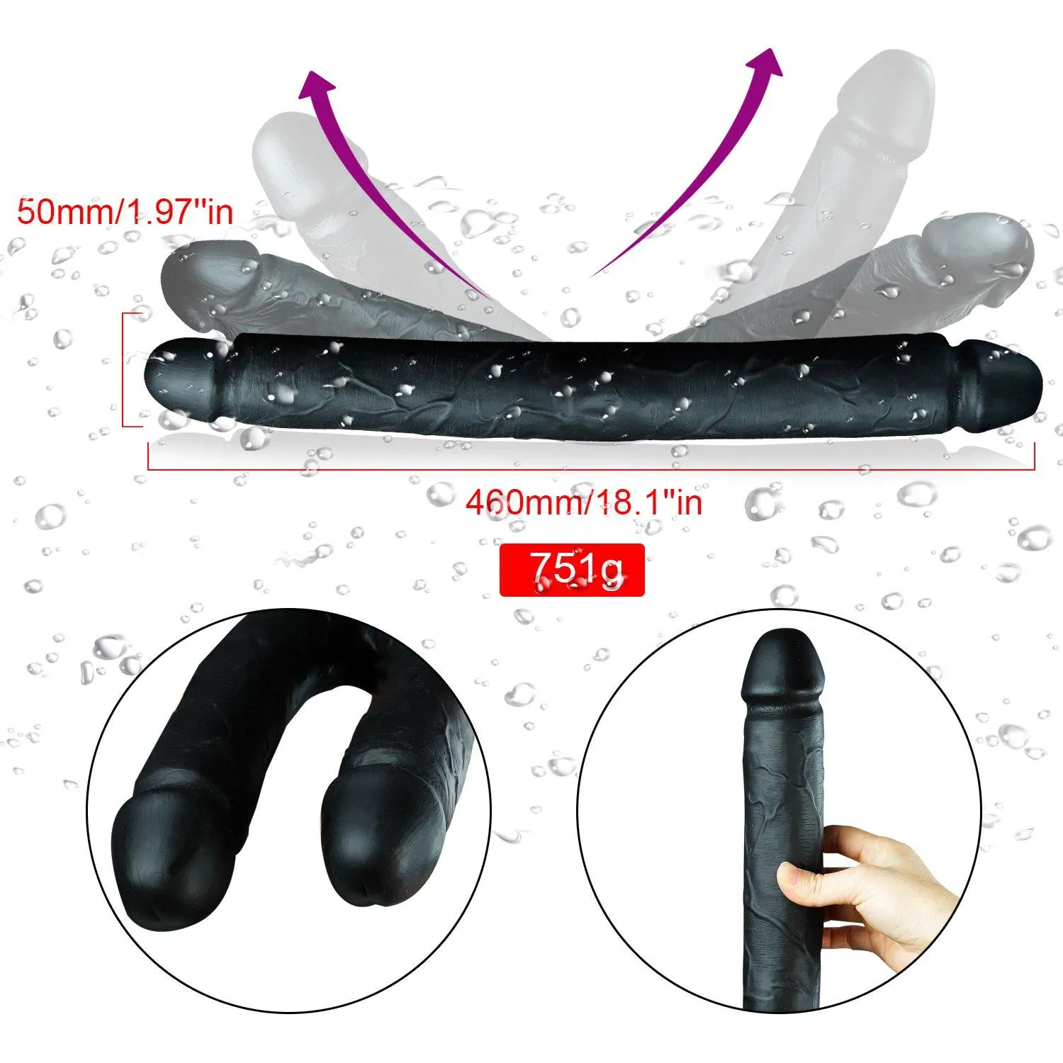 Double Side Dildo Realistic Silicone Dong Sex Toy for Women 18.1 inch