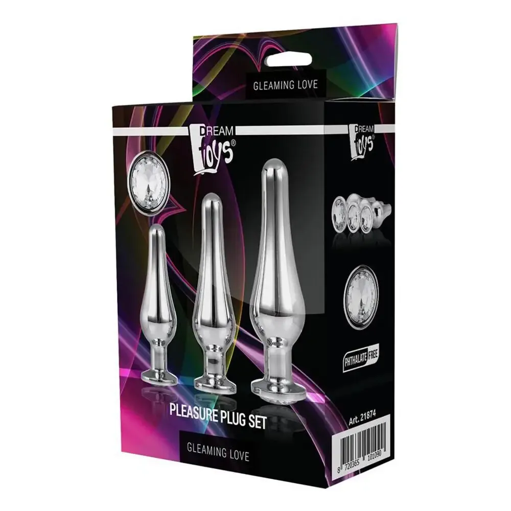 Dream Toys Stainless Steel Silver Butt Plug Set for Beginners