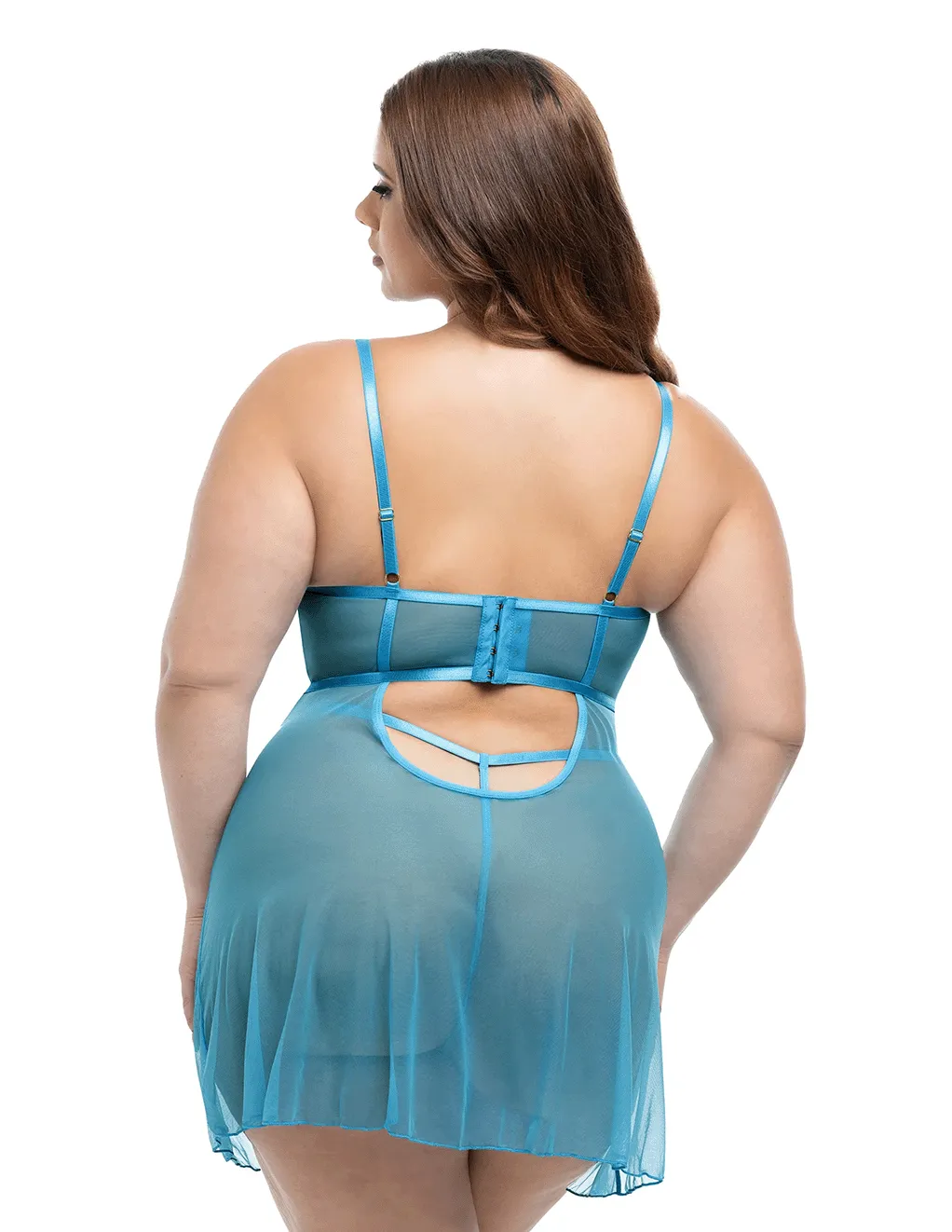 Emma Underwire Lace & Mesh Flyaway Babydoll