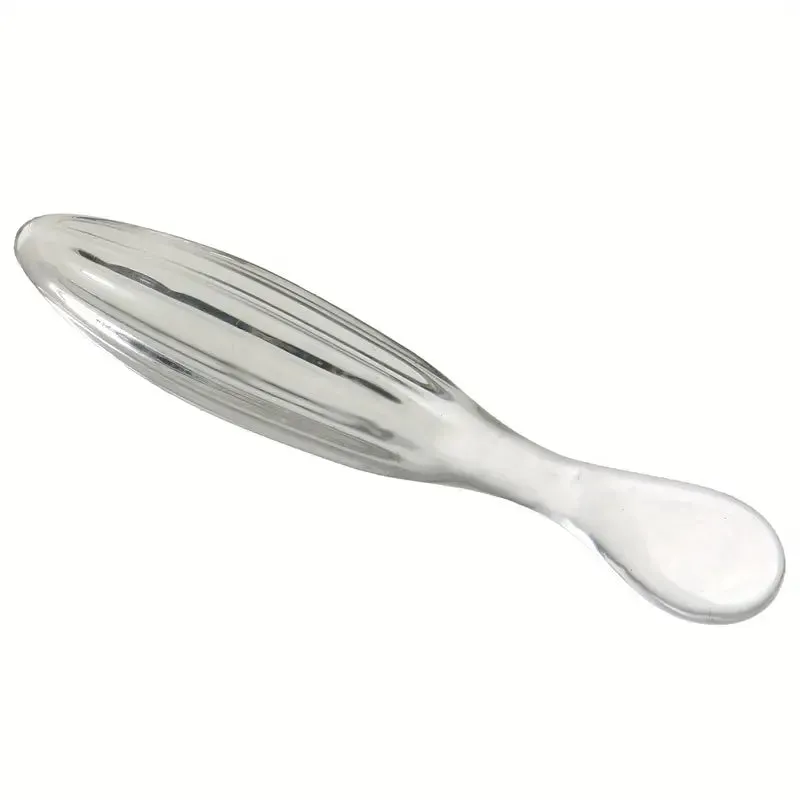 Ergonomic Handle Clear Glass Anal Plug G-Spot Massager With Ribbed Texture
