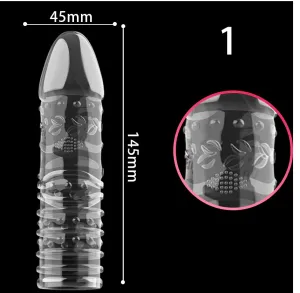 Extension Reusable Condom Penis Sleeve Male Enlargement Time Delay Spike Clit Massager Cover Crystal Clear Adult Sex Toy in Pakistan