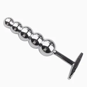 Fetish Kinky Sex Love Anal Beads Metal Butt Plug With 5 Graduated Balls