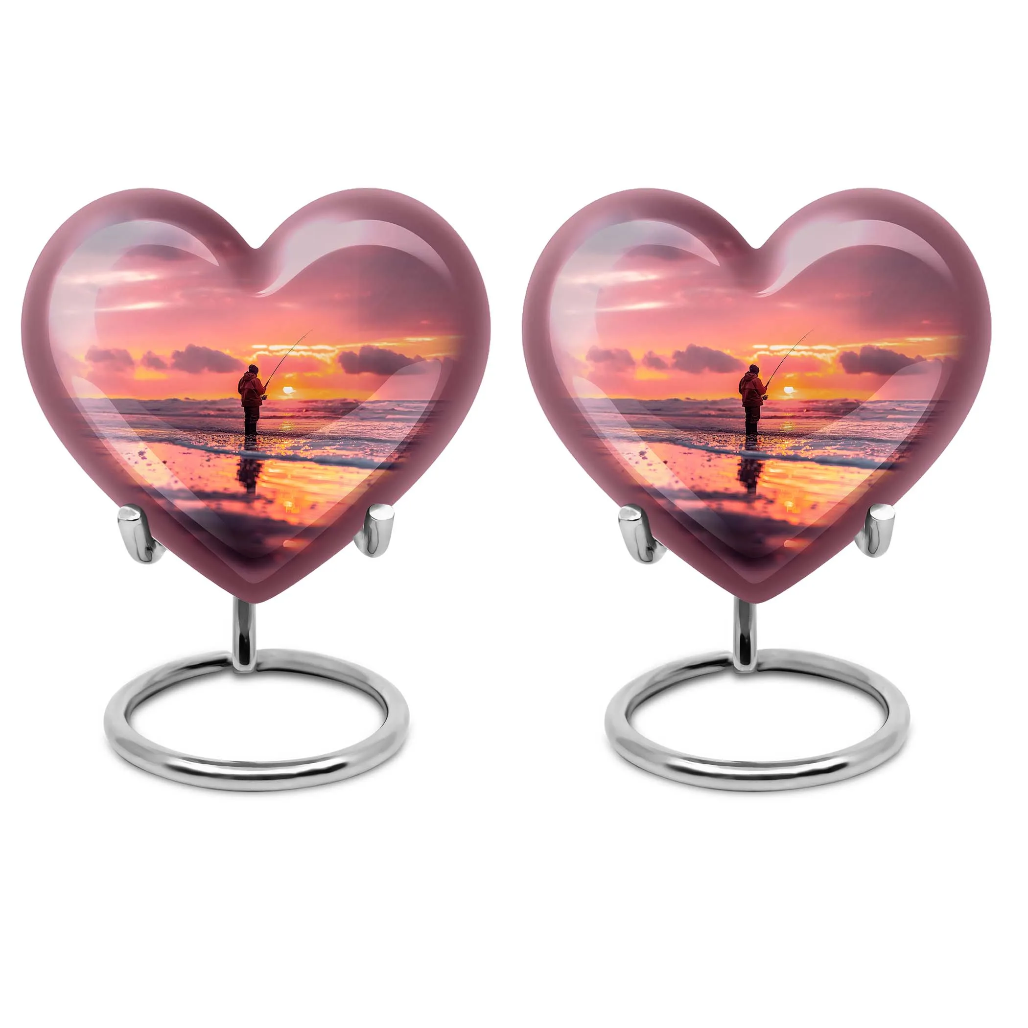 Fishing Urn: Heart Themed Cremation Vessel for Women - Memorial Urn