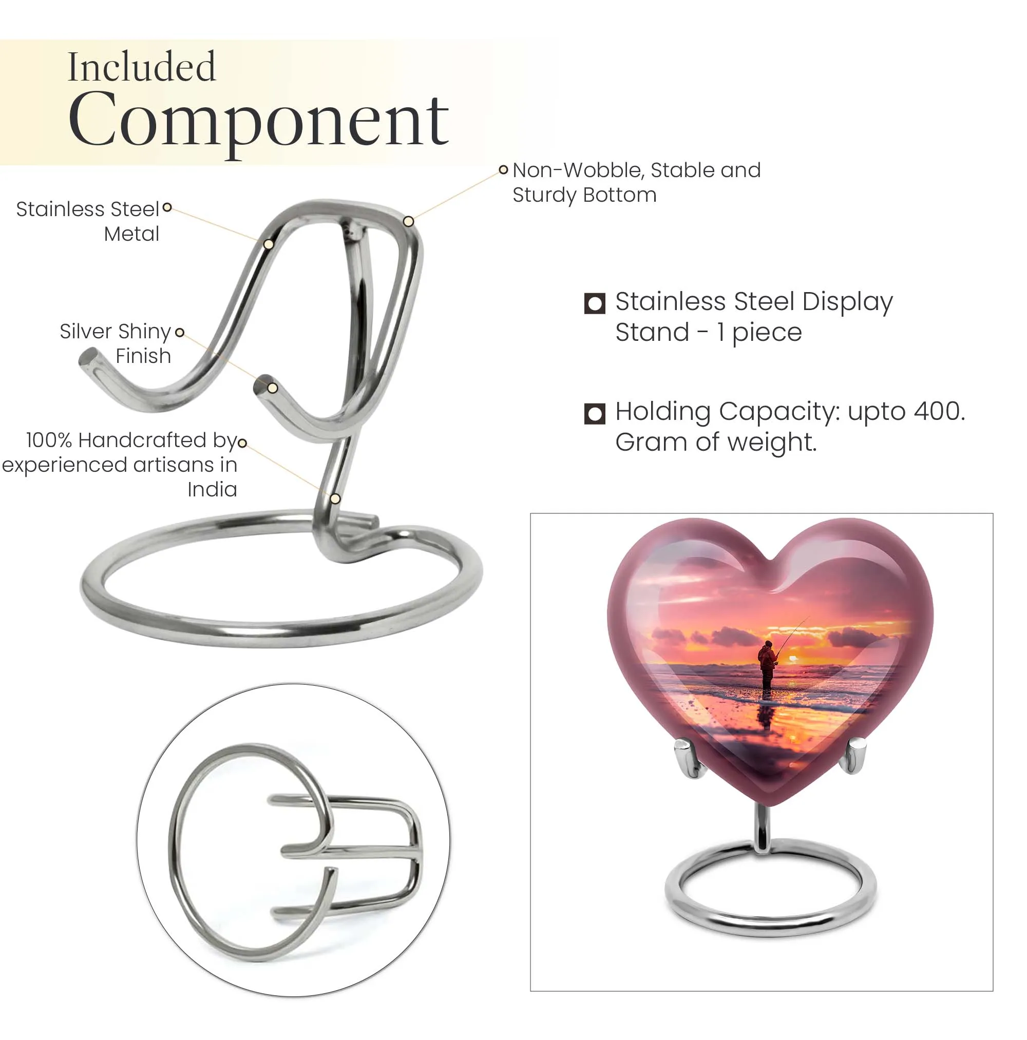 Fishing Urn: Heart Themed Cremation Vessel for Women - Memorial Urn