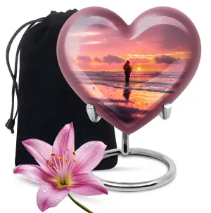 Fishing Urn: Heart Themed Cremation Vessel for Women - Memorial Urn