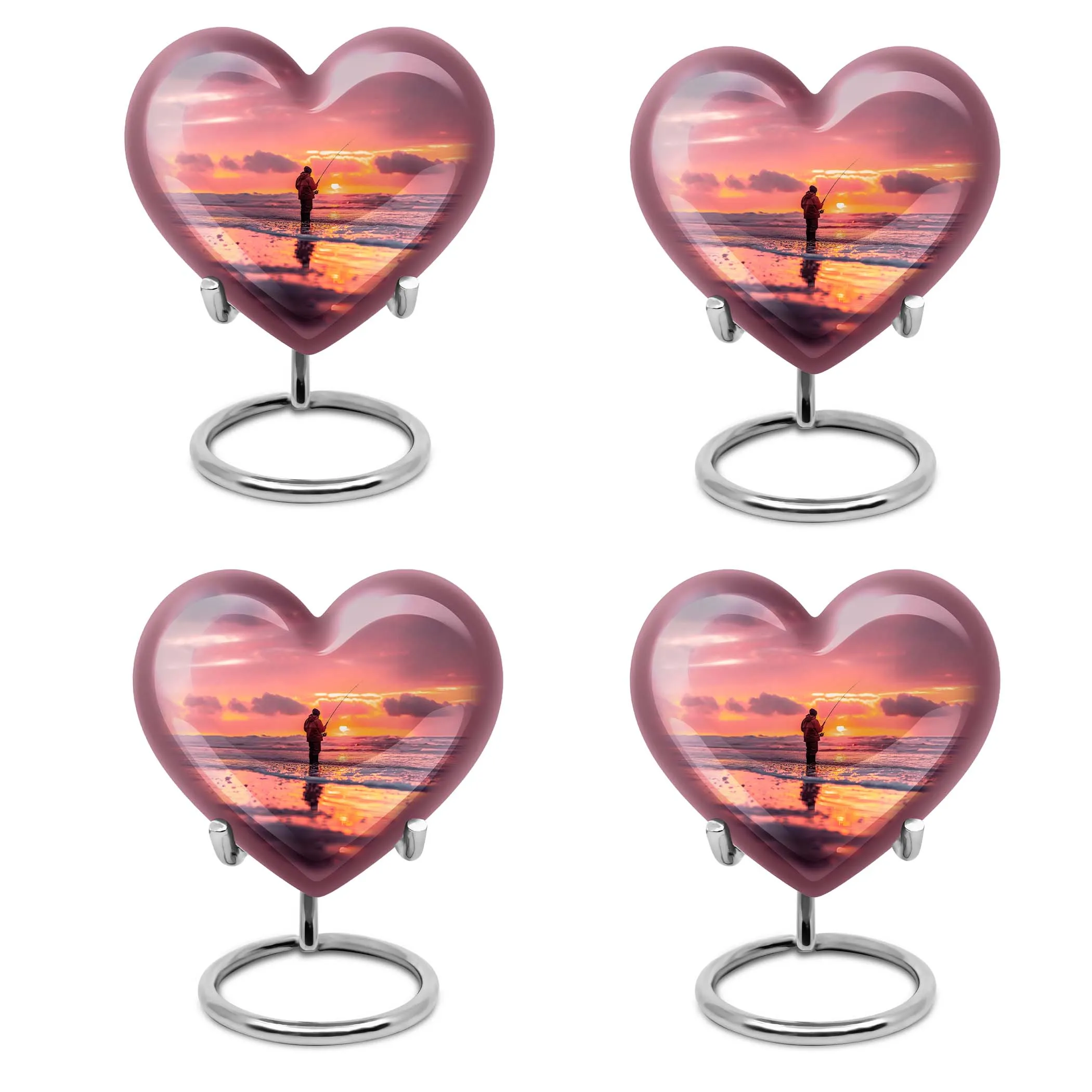 Fishing Urn: Heart Themed Cremation Vessel for Women - Memorial Urn