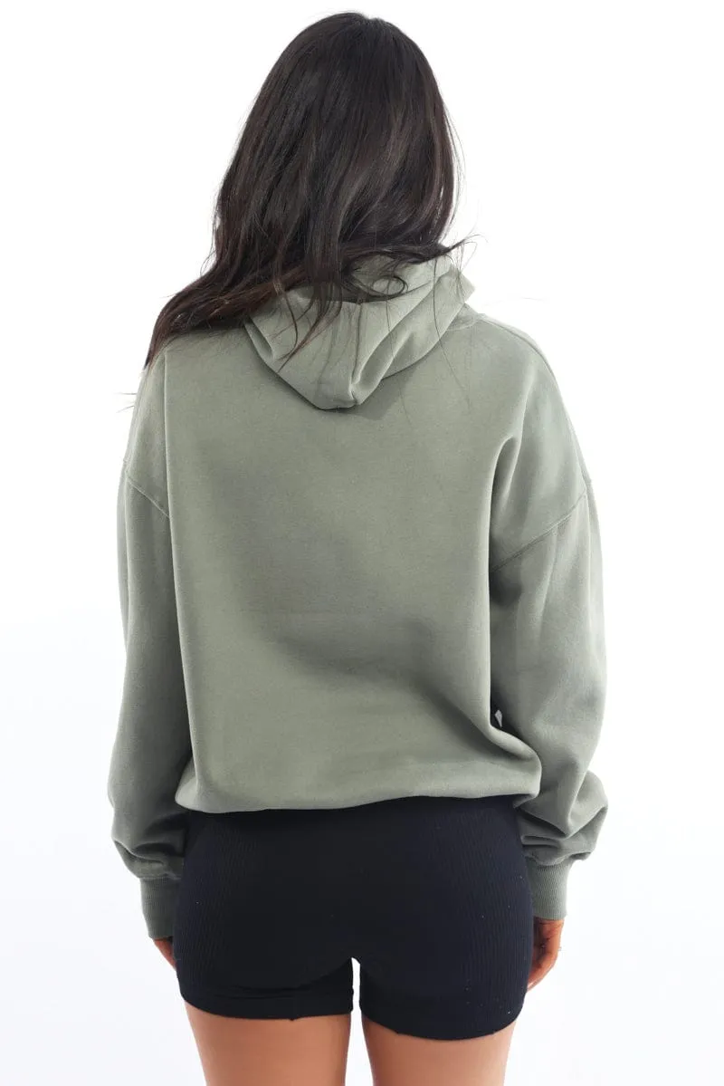 Green Hoodie Sweater Long Sleeve