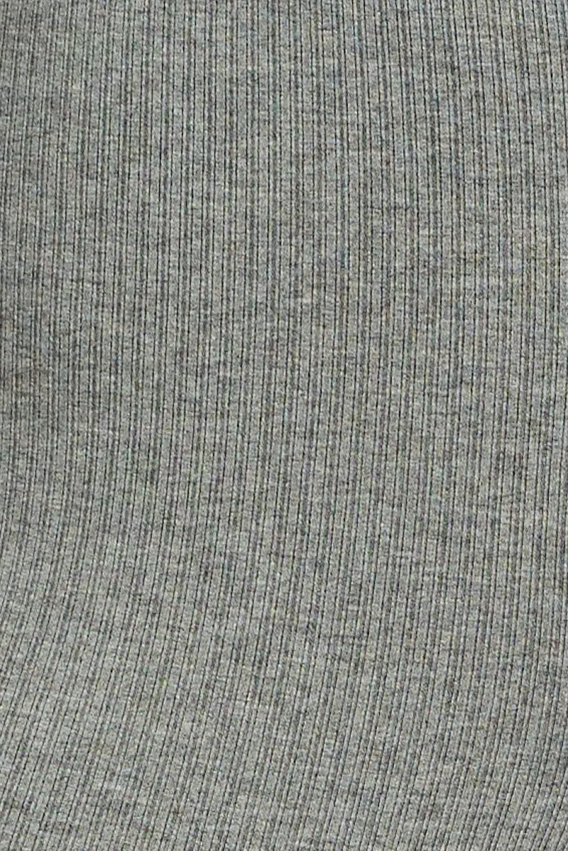 Grey Flare Leg Pants Rib
