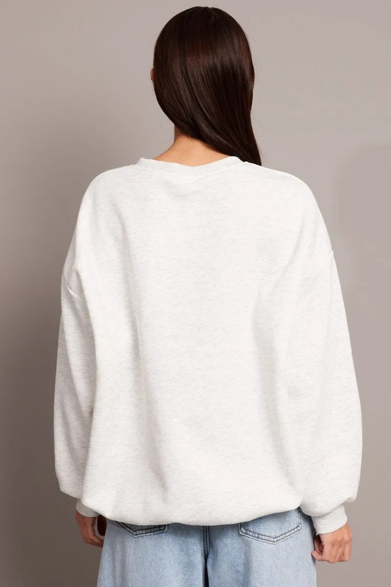 Grey Graphic Sweater Long Sleeve