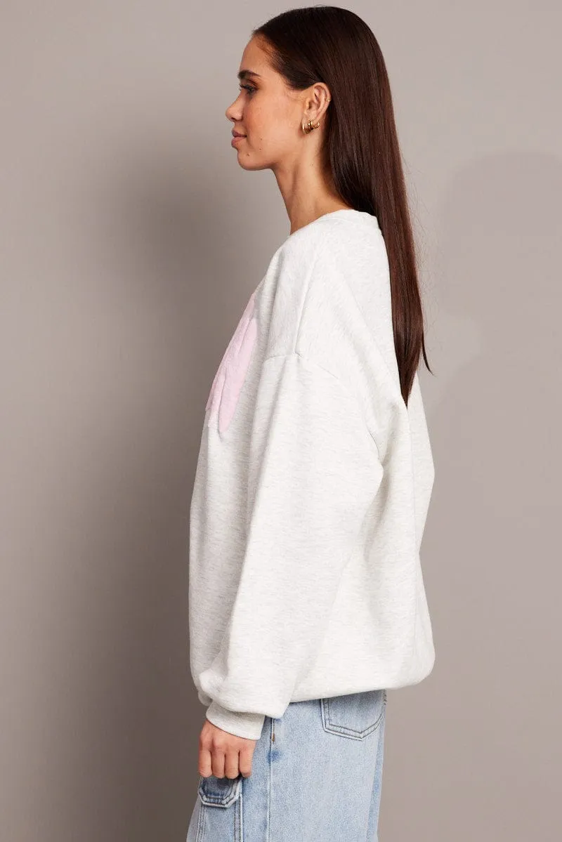 Grey Graphic Sweater Long Sleeve