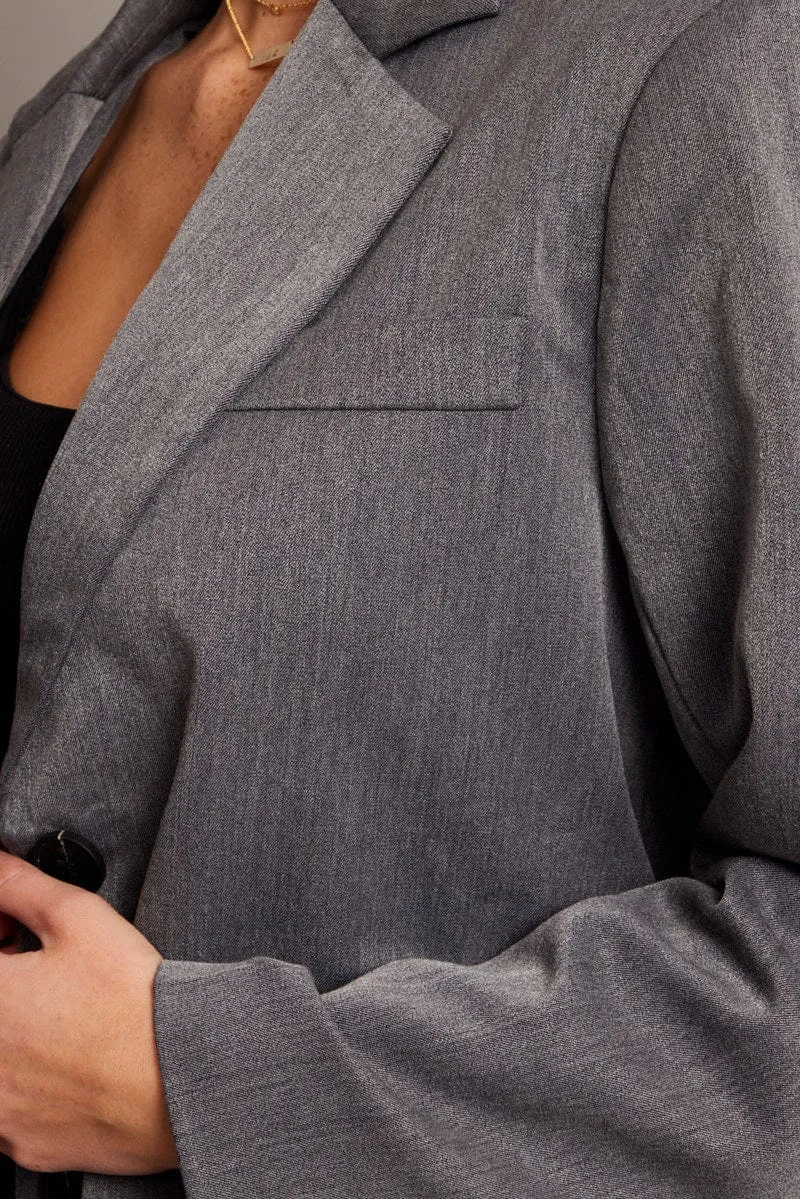 Grey Oversized Blazer Long Sleeve