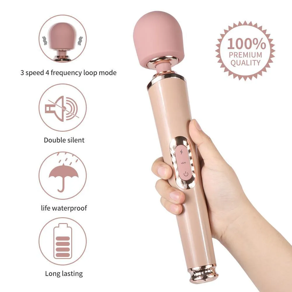 Magic Wand Electric Massager with 3 Speeds 4 Frequency Powerful Vibrator