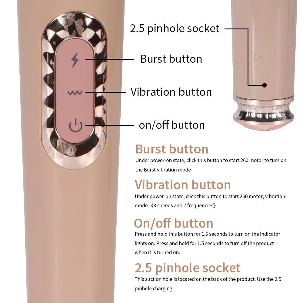 Magic Wand Electric Massager with 3 Speeds 4 Frequency Powerful Vibrator