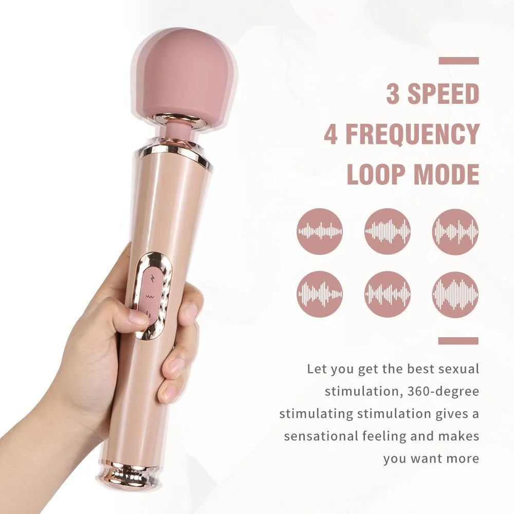 Magic Wand Electric Massager with 3 Speeds 4 Frequency Powerful Vibrator