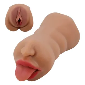 Masturbator dublu CRAZY BULL SARAH. cu simulare orală și vaginală realistă. rezistent la apă. lungime 18 cm
