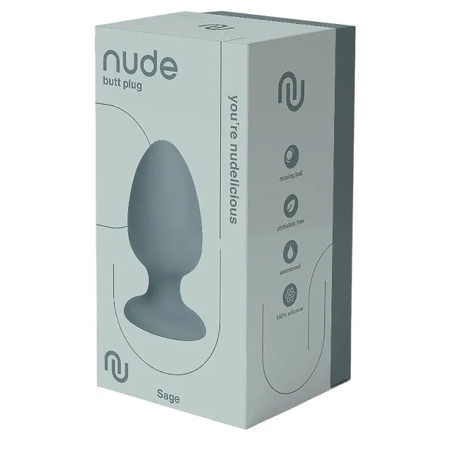 Plug anal DREAMTOYS Nude Sage Butt Plug. cu bilă mișcătoare. rezistent la apă. lungime 8 cm. diametru 4 cm. gri
