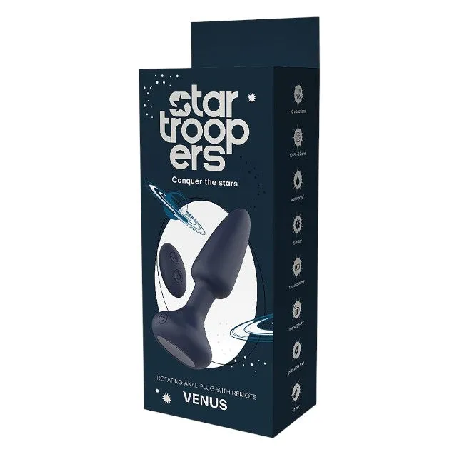 Plug anal vibrator DREAMTOYS Startroopers Venus. cu perle rotative. control prin telecomandă. 10 funcții de vibrație. albastru