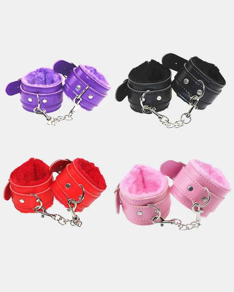 Plush Wrist Brace Leather Handcuffs