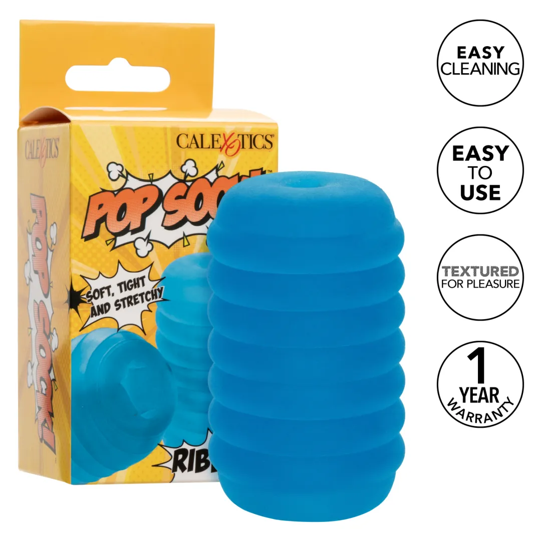 Pop Sock Ribbed Ultra Squishy Reversible Stroker - Blue