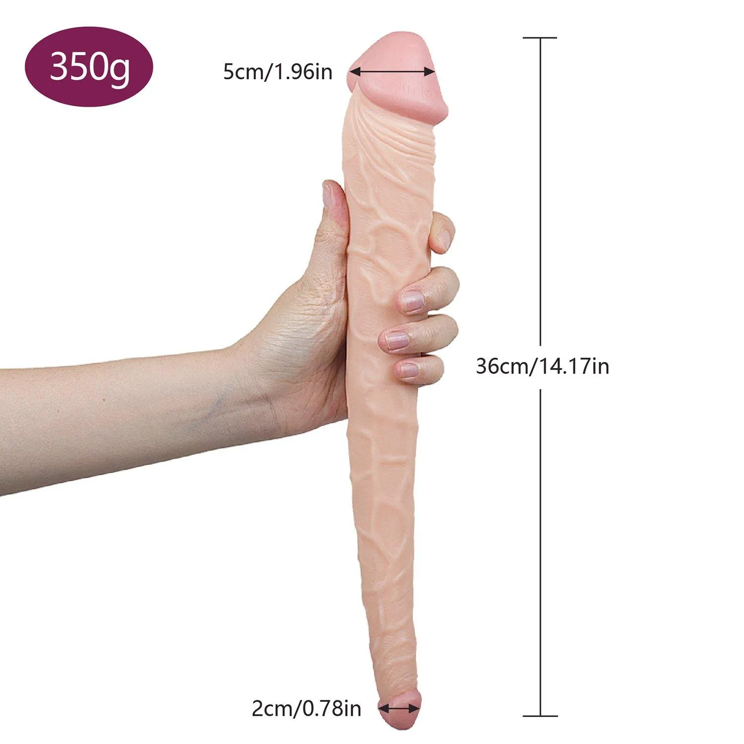 Realistic 14.17 Inch Double Dildo Dong Fake Penis Adult Masturbation Sex Toys