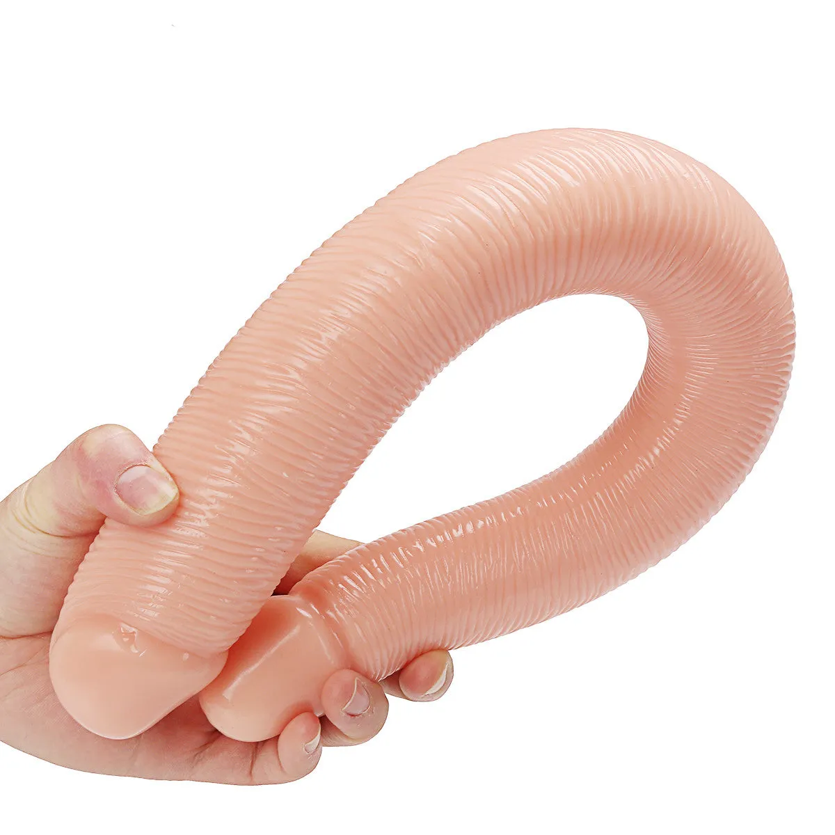 Realistic Double Ended Dildo Adult Toy Lesbian. 19.09 Inch Double Sided Dildos for Women. Waterproof Flexible Double Dong with Curved Shaft for Vaginal G-spot and Anal Play