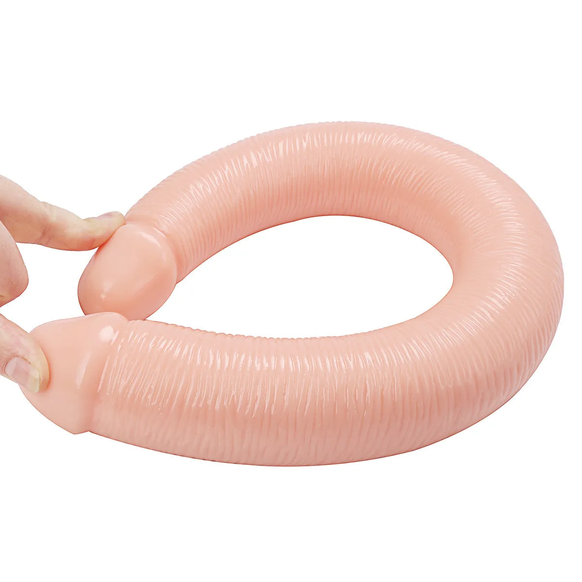 Realistic Double Ended Dildo Adult Toy Lesbian. 19.09 Inch Double Sided Dildos for Women. Waterproof Flexible Double Dong with Curved Shaft for Vaginal G-spot and Anal Play