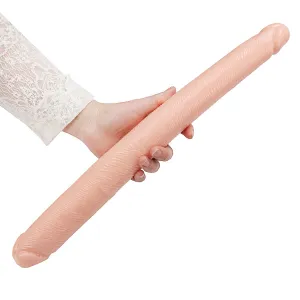 Realistic Double Ended Dildo Adult Toy Lesbian. 19.09 Inch Double Sided Dildos for Women. Waterproof Flexible Double Dong with Curved Shaft for Vaginal G-spot and Anal Play