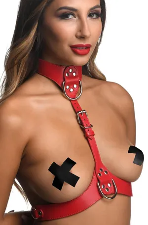 Red BDSM Chest Harness