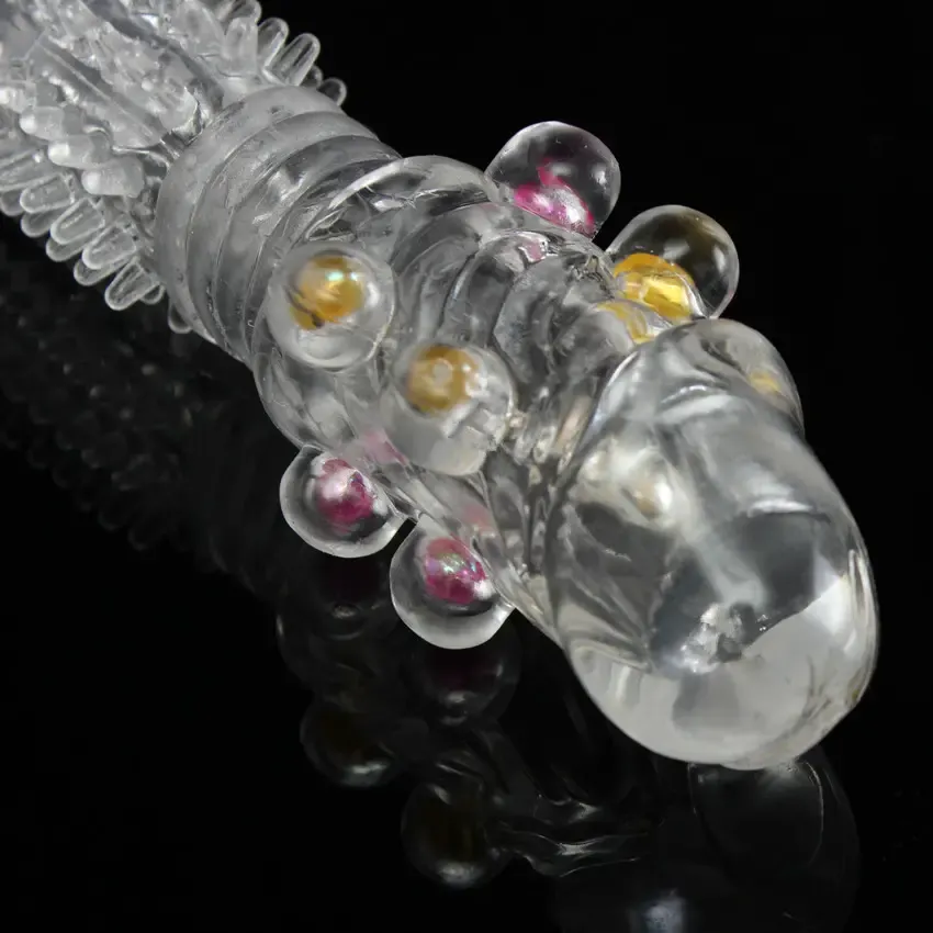 Reusable Condom Textured With Beads Extender Sleeve Penis Cover Cock Ring Dildo Sex Toys for Men