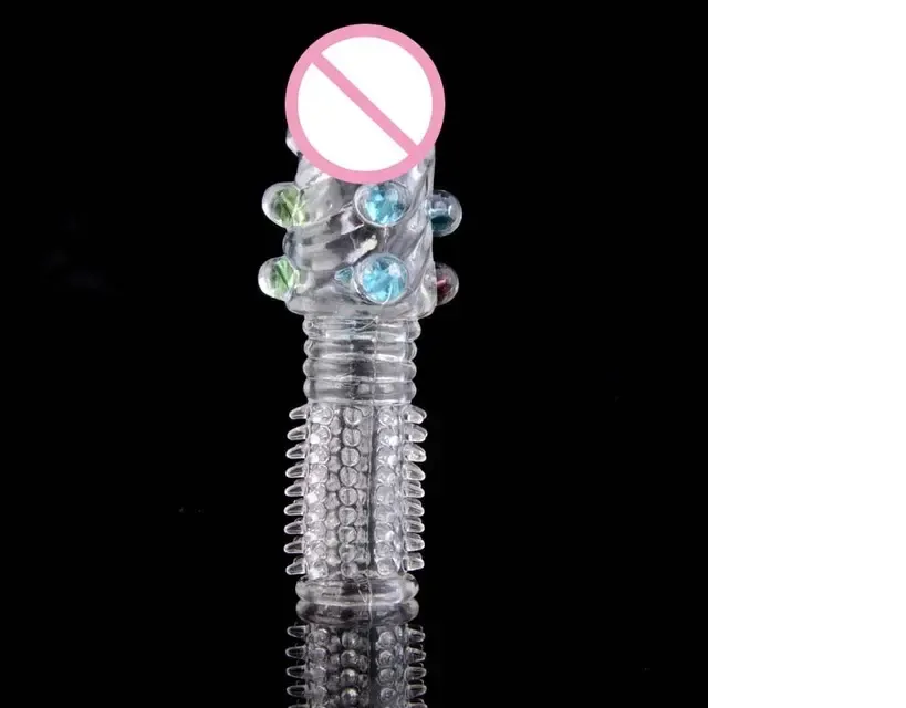 Reusable Condom Textured With Beads Extender Sleeve Penis Cover Cock Ring Dildo Sex Toys for Men