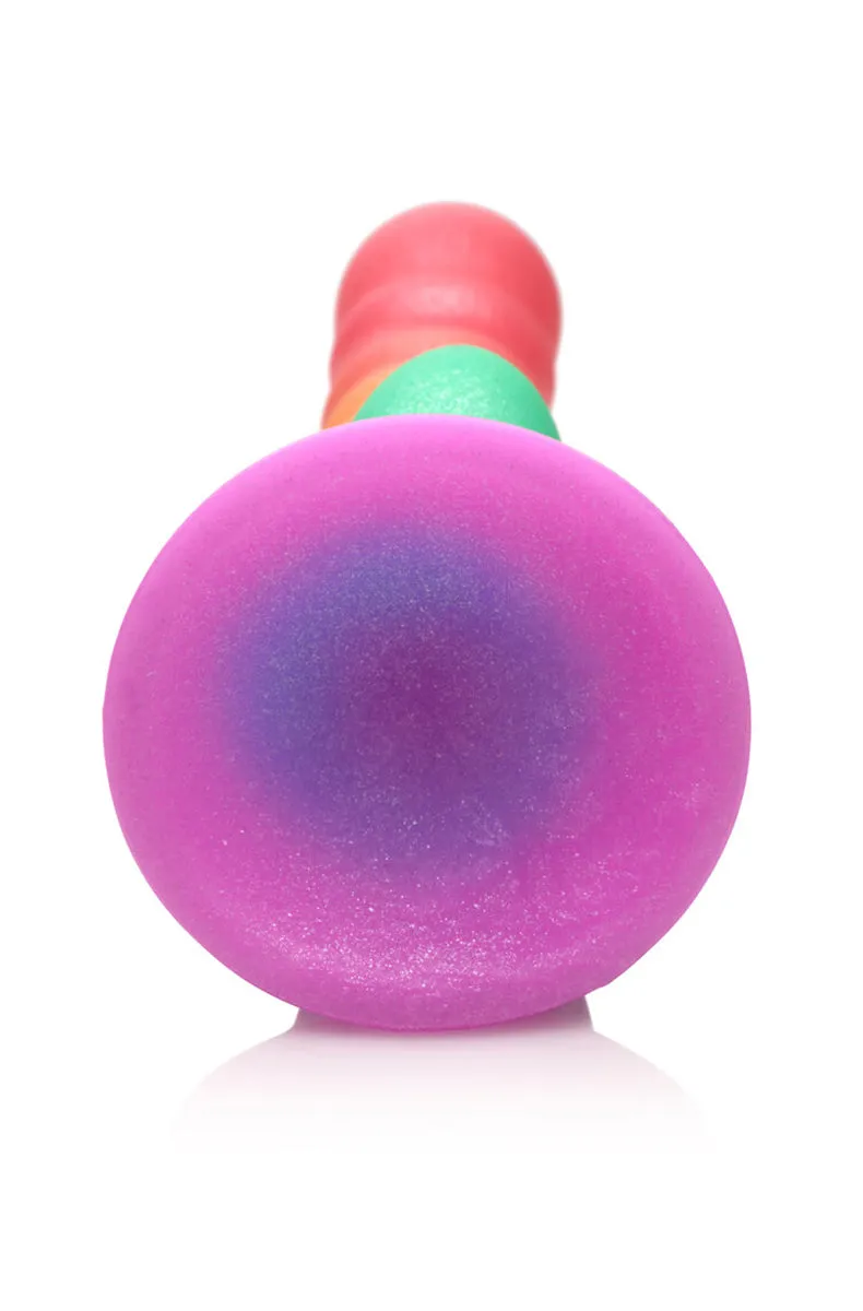 Ribbed Silicone Rainbow Dildo