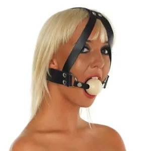 Rimba Black Leather Gag with Wooden Ball and Headstrap