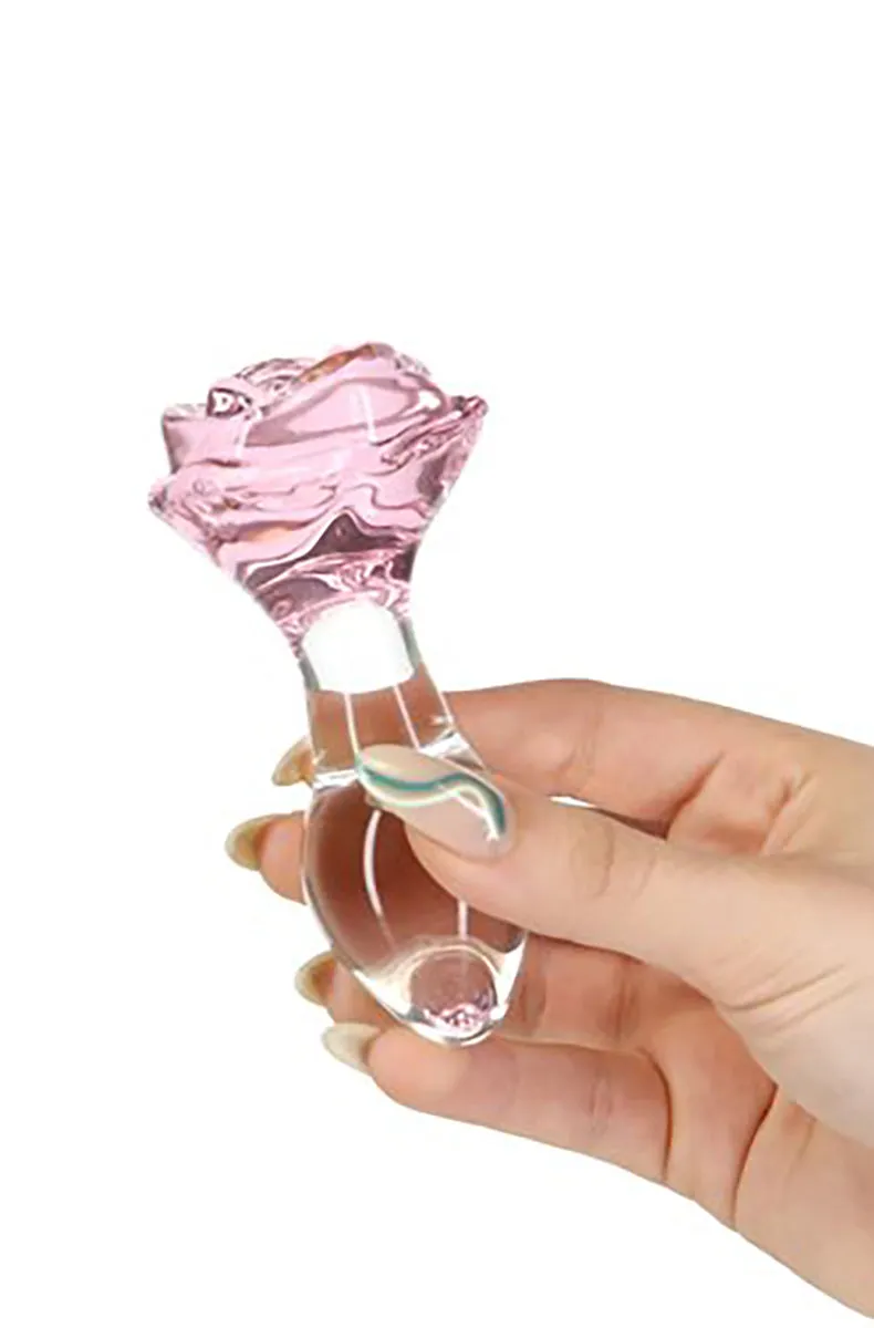 Rosy Flower Glass Butt Plug