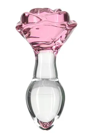 Rosy Flower Glass Butt Plug